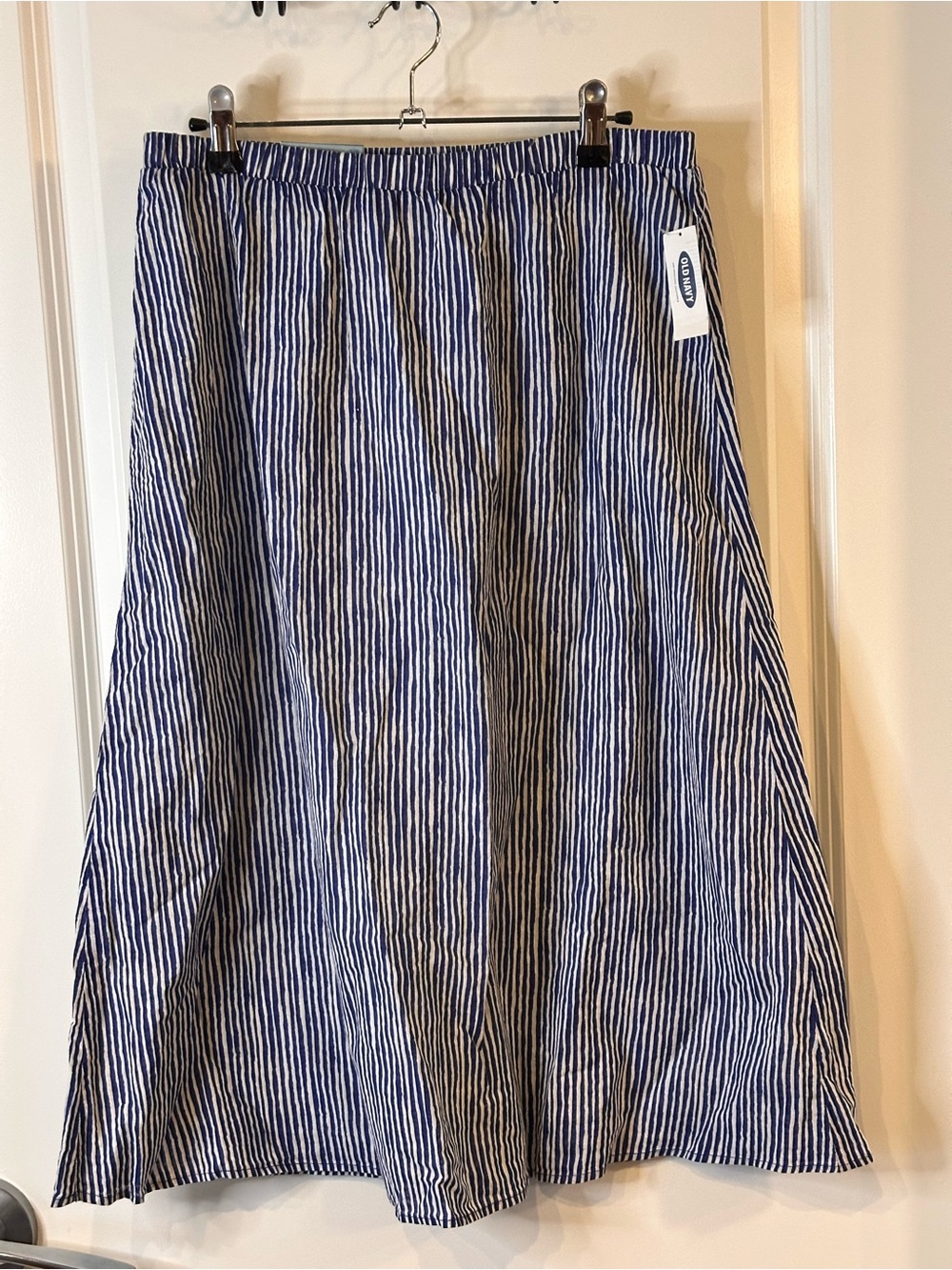 Old Navy Blue and White Striped A-Line Skirt